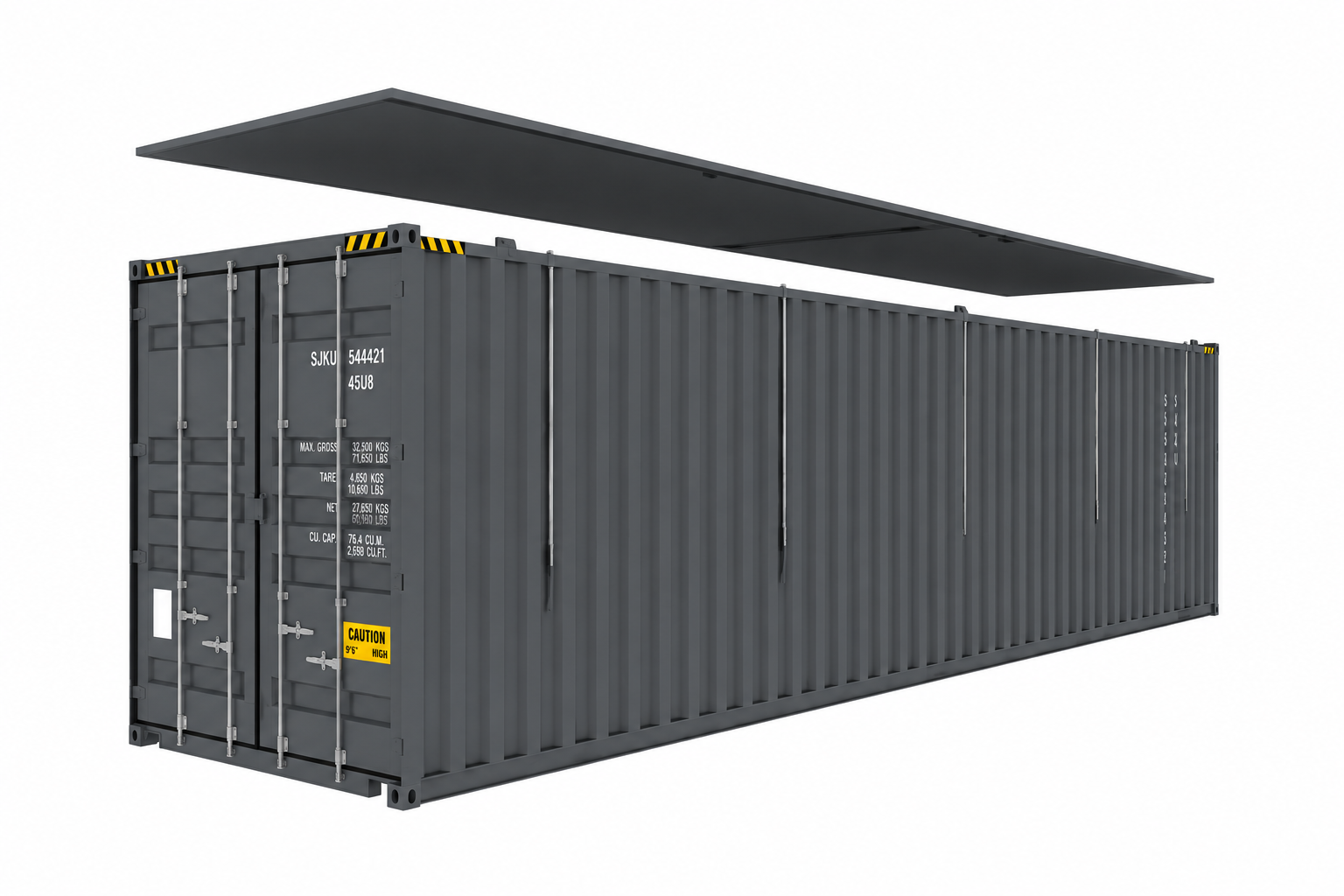 40-foot high cube hard top open top with removable steel roof