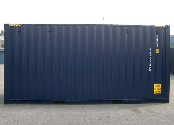 20-foot high cube shipping container showing its taller side profile